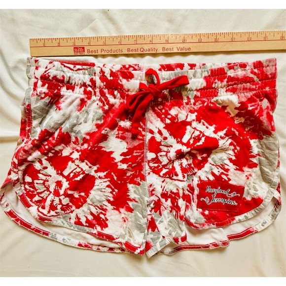 University Maryland terrapins Colosseum Womens Tie-Dye Sweat‎ Shorts Red M Terps - Picture 3 of 7